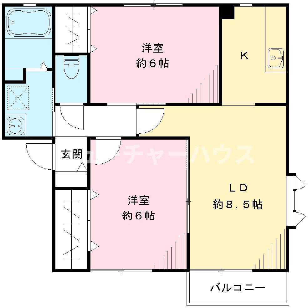 ウェルヴィラYOU(2LDK/1階)の間取り写真