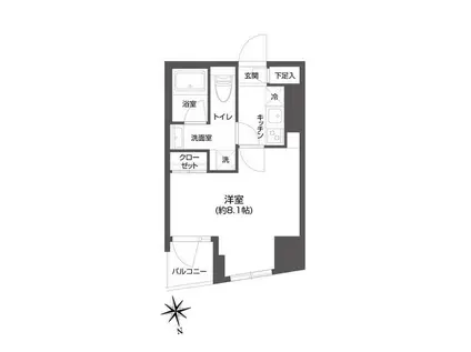 GRAN PASEO 市谷甲良町(1K/4階)の間取り写真