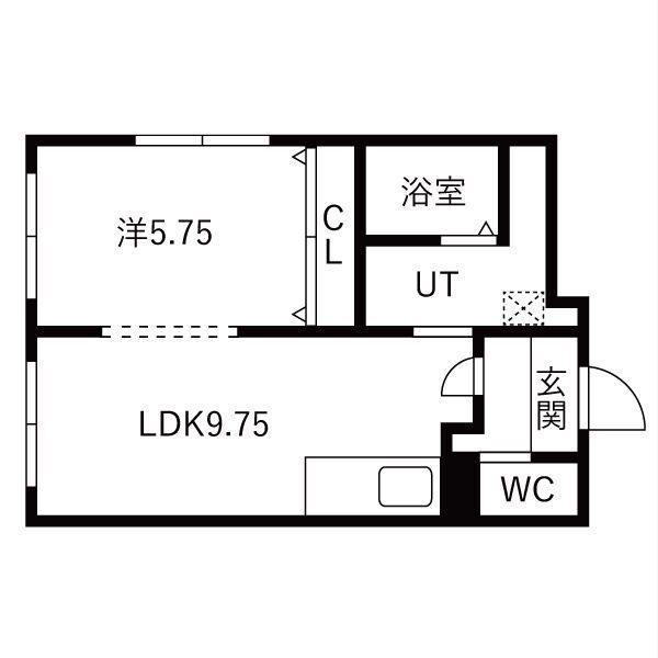 坪川ビル(1LDK/2階)の間取り写真