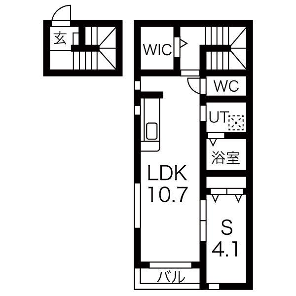 プランドール館腰(1LDK/2階)の間取り写真