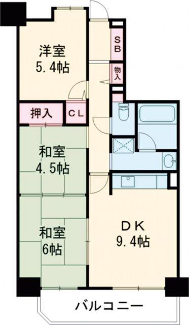 藤和ハイタウン矢野(3LDK/9階)の間取り写真