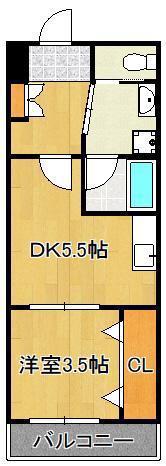 CPタワー(1DK/20階)の間取り写真
