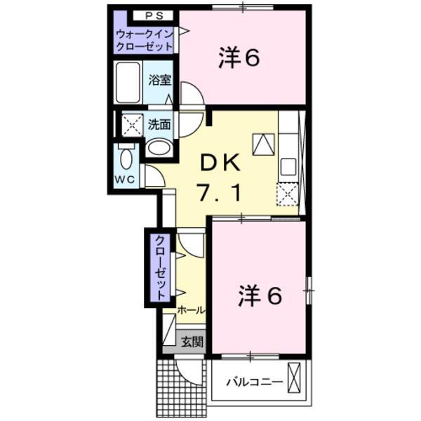 ジェントリーⅡB棟(2DK/1階)の間取り写真