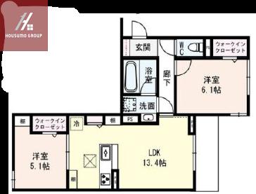 クラシスト深江北(2LDK/2階)の間取り写真