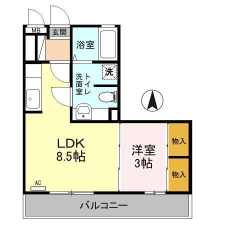 クレール シャンブル(1LDK/3階)の間取り写真