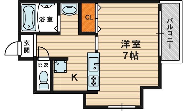 イーストクレセント(1K/3階)の間取り写真