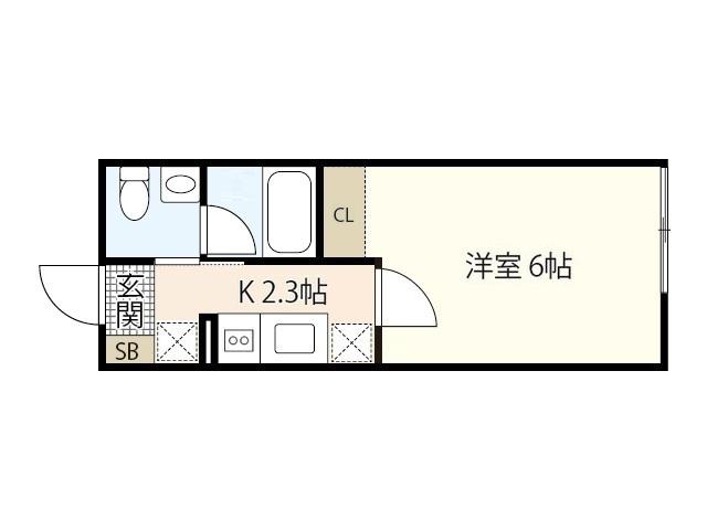 ベルハイム井口鈴が台(1K/1階)の間取り写真