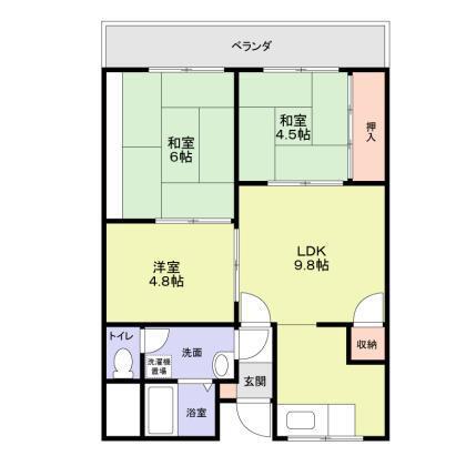 美幸マンション(3LDK/2階)の間取り写真
