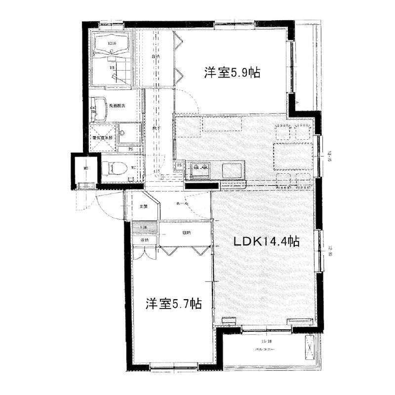 RE・EARTHマンション柏崎(2LDK/2階)の間取り写真