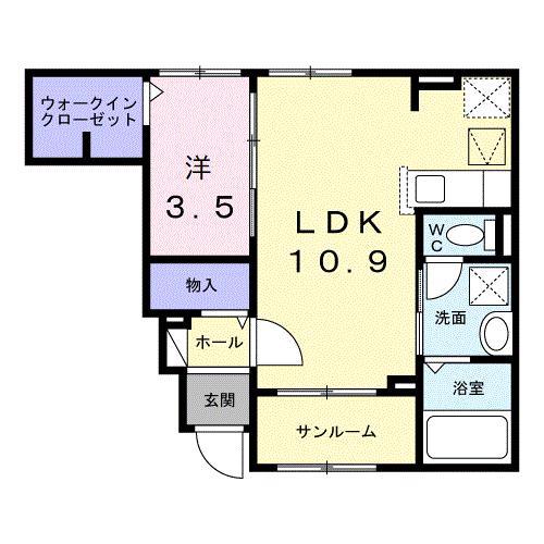 ベラヴィータ(1LDK/1階)の間取り写真