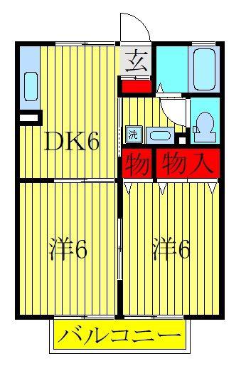 フェニックスC(2DK/2階)の間取り写真