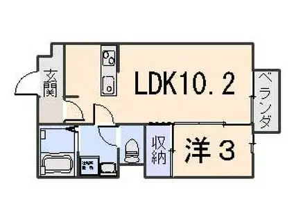 アーバンスクエアI(1LDK/1階)の間取り写真