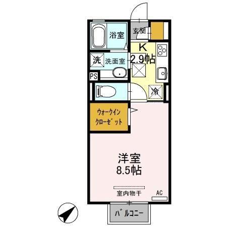 アリエッタ B(1K/1階)の間取り写真
