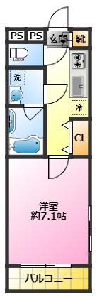 クレヴィスタ武蔵小杉(1K/1階)の間取り写真