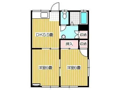 愛木アパート A(2DK/1階)の間取り写真