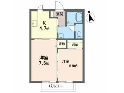 ディアスノザワ(2K/2階)の間取り写真