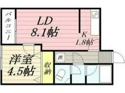 地下鉄東豊線 北１３条東駅 徒歩3分 4階建 築28年(1LDK/2階)の間取り写真