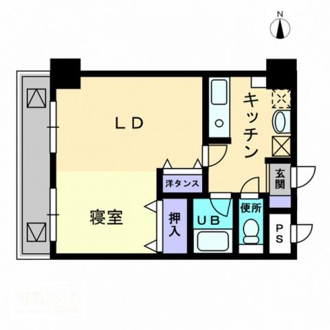 アルカディア西内町(1K/5階)の間取り写真