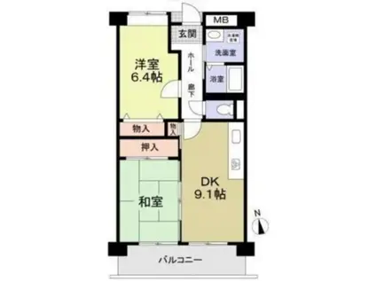 コーポレート武蔵境(2DK/1階)の間取り写真