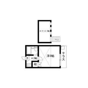 シーズンコート藤ヶ丘(1K/2階)の間取り写真