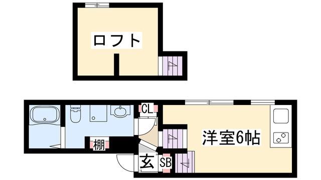 LE COCON 町南(1K/2階)の間取り写真