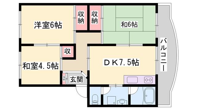 ローレルハイツ加古川3(3DK/3階)の間取り写真