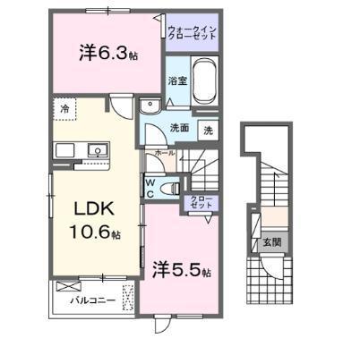 ミレールシャラン(2LDK/2階)の間取り写真