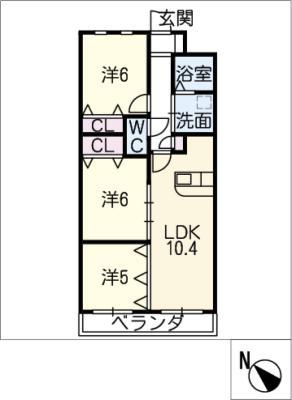 フォンテーヌ(3LDK/3階)の間取り写真
