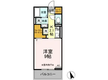 セジュールオッツ・YSK(1K/2階)の間取り写真