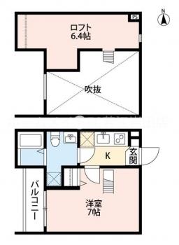 サンテラス西岩田(1K/2階)の間取り写真
