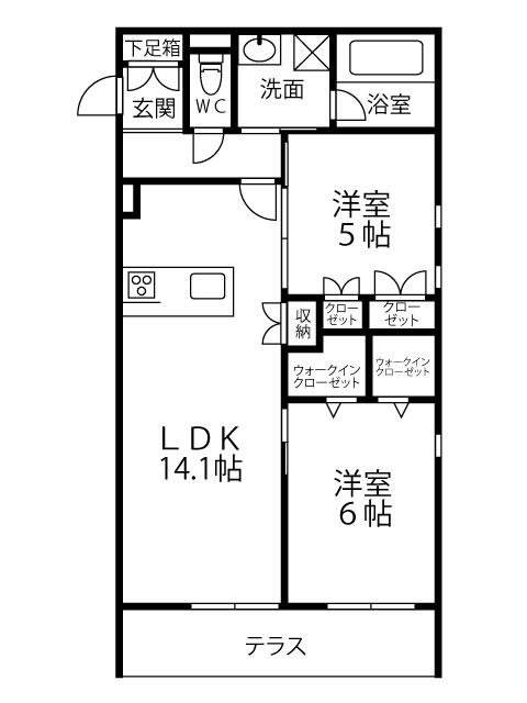 キルシュ ブリューテ 2(2LDK/1階)の間取り写真