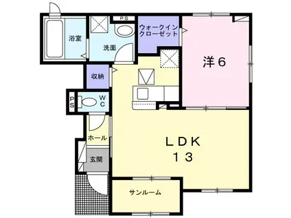 ガーデンハウスC(1LDK/1階)の間取り写真