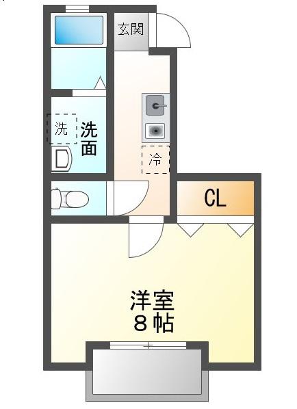APARTMENT IN イースト(1K/1階)の間取り写真