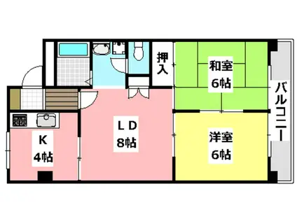 中津ハイツ78(2LDK/5階)の間取り写真