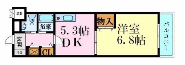 セルジュYS姫路(1DK/5階)の間取り写真