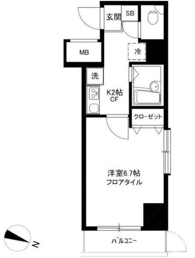 ロリエ笹塚(1K/6階)の間取り写真