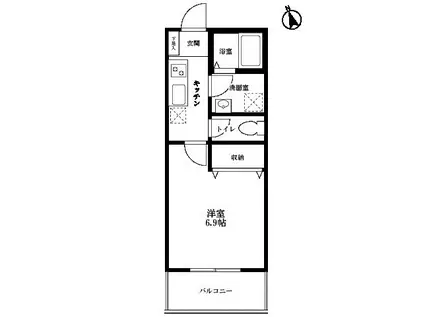 ボヌールハウス(1K/2階)の間取り写真