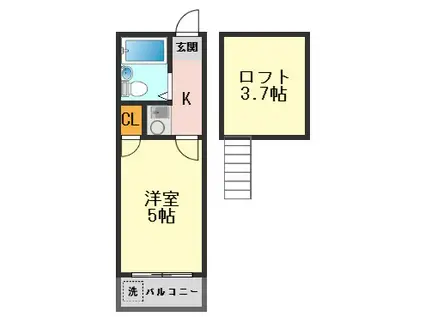 HEBRON(1K/2階)の間取り写真