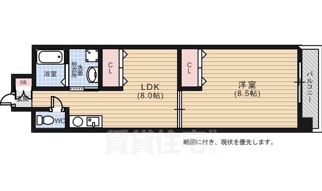 房尾本店横川橋ビル(1LDK/9階)の間取り写真