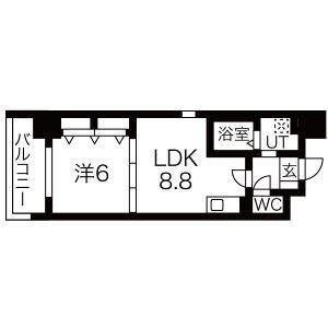 ランドルチェ大須(1LDK/6階)の間取り写真