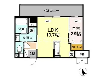 ヴィラ トルチュ東刈谷(1LDK/3階)の間取り写真