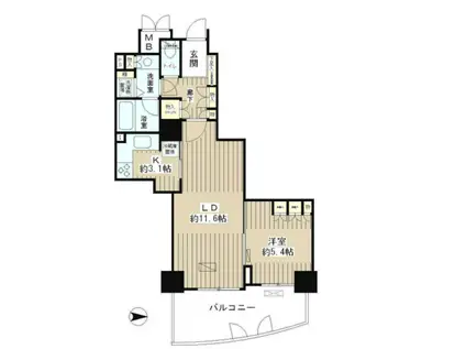 ゲートシティ大崎サウスパークタワー(1LDK/4階)の間取り写真