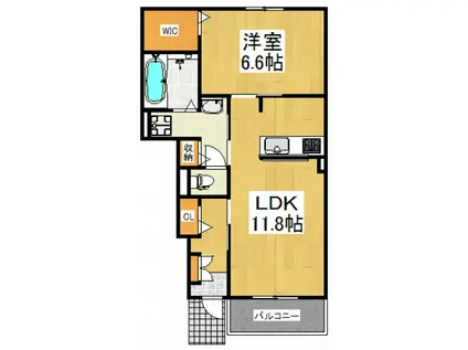 CASA ARIETTA(1LDK/1階)の間取り写真