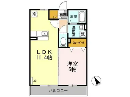 スリー・スターII番館(1LDK/2階)の間取り写真