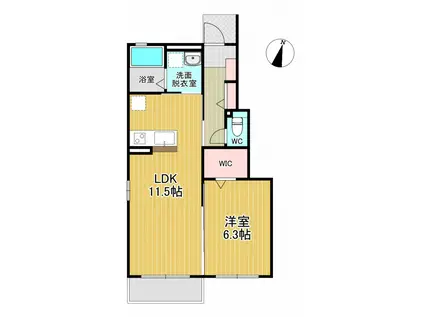 SOL DE LUX(1LDK/1階)の間取り写真