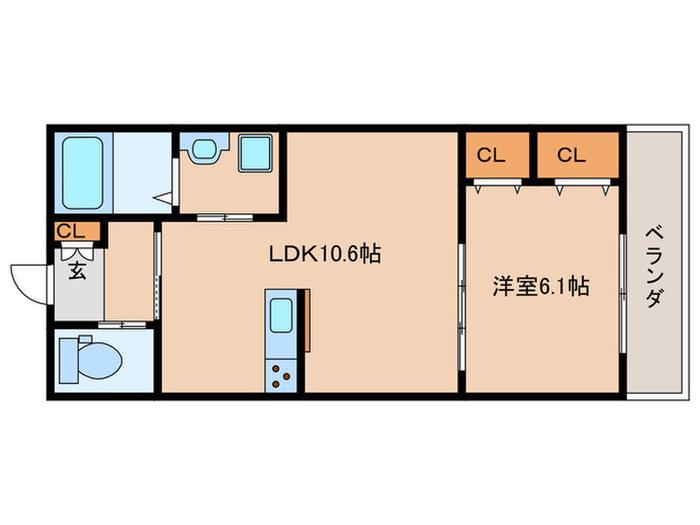 ベルメゾンFI(1LDK/1階)の間取り写真