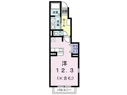 ベル・アンジュB(ワンルーム/1階)の間取り写真