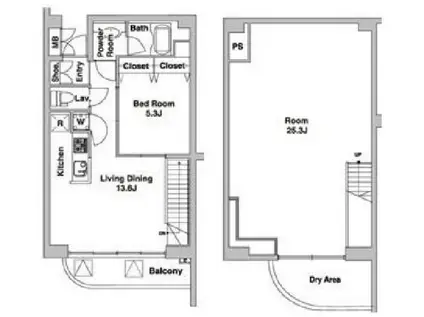 プライム・アーバン恵比寿(2LDK/2階)の間取り写真