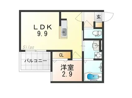ROBOT HOME 向島本丸町(1LDK/1階)の間取り写真