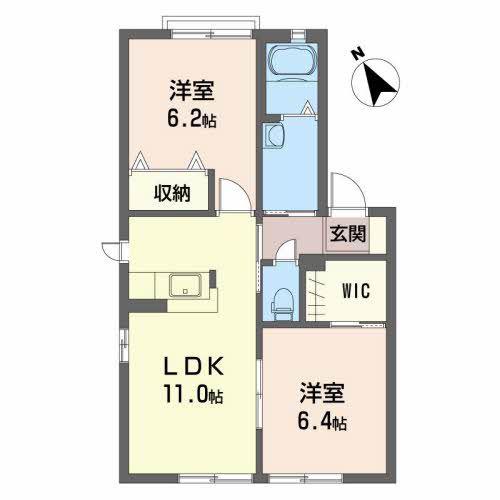 サニーハイツ 一番館(2LDK/1階)の間取り写真